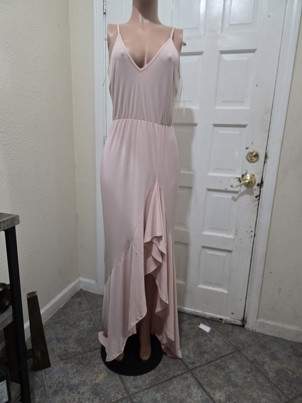 ASOS Light Blush Pink High-Low Ruffle Maxi Dress - Picture 8 of 10